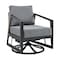 Armen Living Aileen Outdoor Patio Swivel Lounge Chair in Aluminum with Gray Cushions 840254333246 - alternate 1